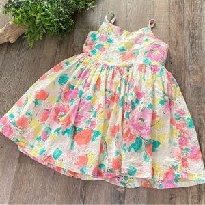 GYMBOREE 100% Cotton Abstract Floral A-Line Dress, Size 4